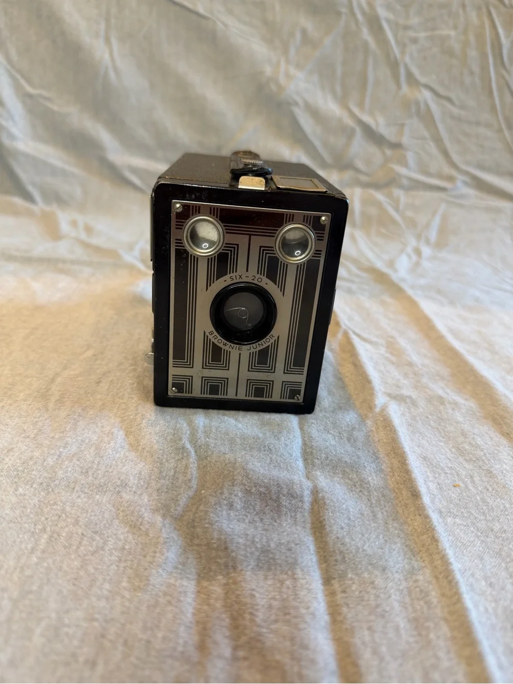 Vintage Box Brownie Jr Six-20 Box Camera - Black and Silver
